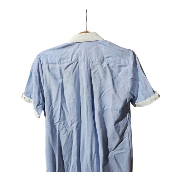 70s Vintage DAVID CRYSTAL LACOSTE Blue White Short Sleeve Dress - Size 8 - Picture 4 of 10